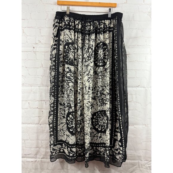 Passports Skirt Womens Size XL Black Ivory Fully Lined Elastic Drawstring Waist - Picture 1 of 5